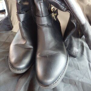 Shoedazzle Black Knee-High Riding Boots